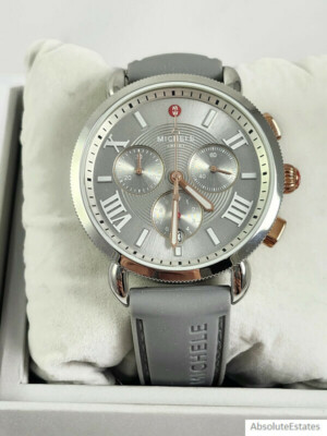 Michele Sporty Sport Sail Silver & Rose Gold Grey Watch  display picture 1