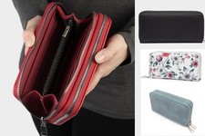 New Ladies Double Zip Wallet Large Purse Card Holder Case Floral Clutch Handbag