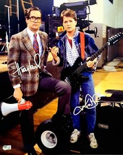MICHAEL J FOX & HUEY LEWIS Signed Autograph 