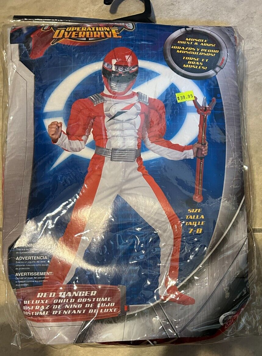 Official Red Power Rangers Muscle Chest & Mask Costume Youth 7-8 NEW | eBay