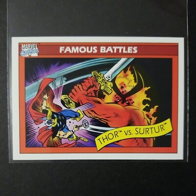 THOR VS SURTUR 1990 MARVEL COMICS CARD #91   FAMOUS BATTLES ASGARD   IMPEL