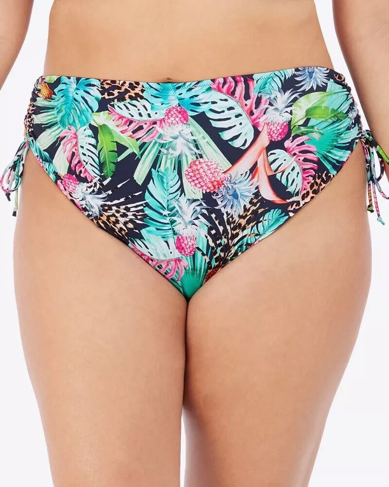 Braguita de bikini Elomi talla UK 24 piña colada pantalones de natación ajustables 7265 medianoche