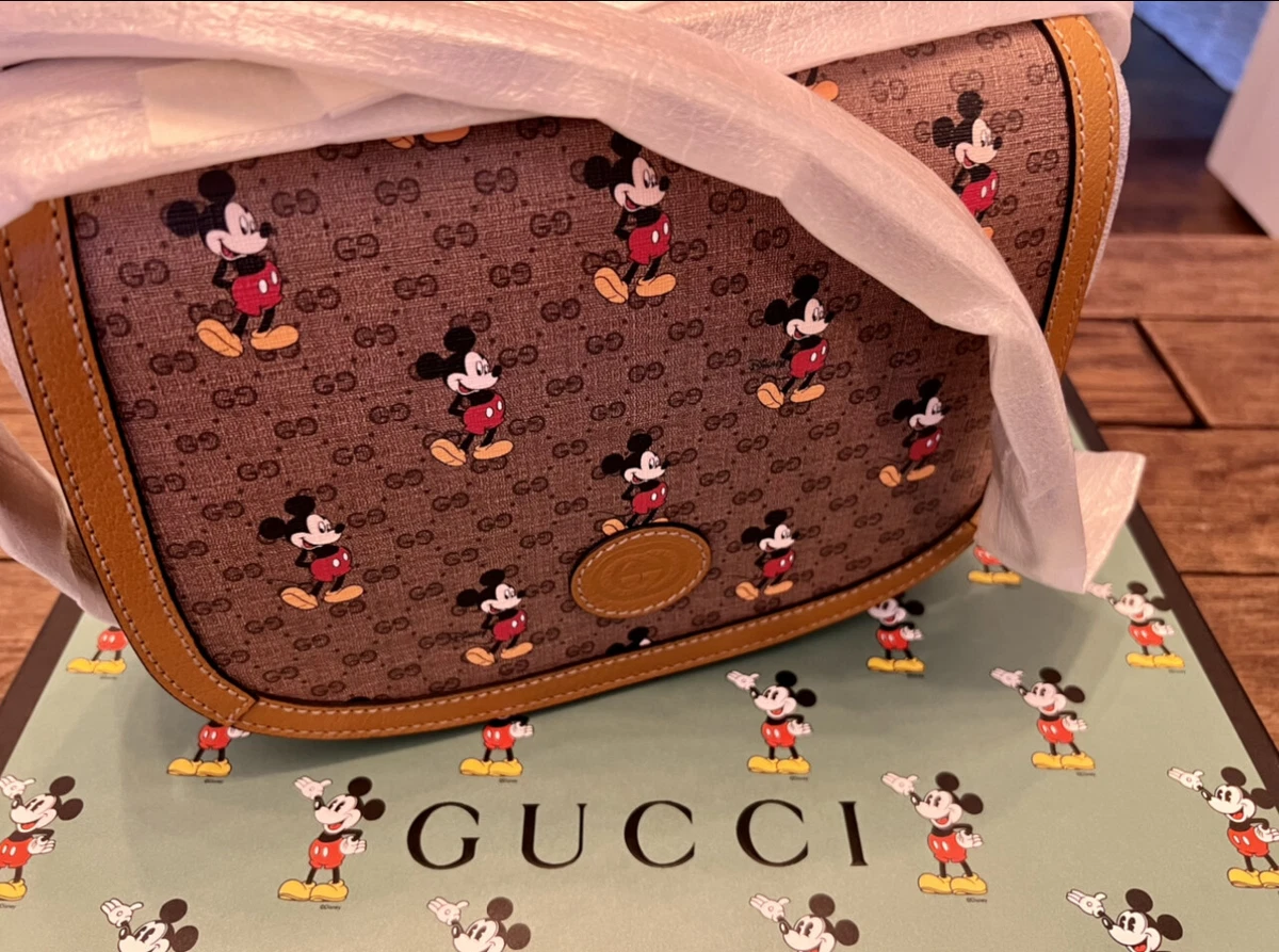 Gucci X Disney Mickey Mouse-print Shoulder Bag In Beige