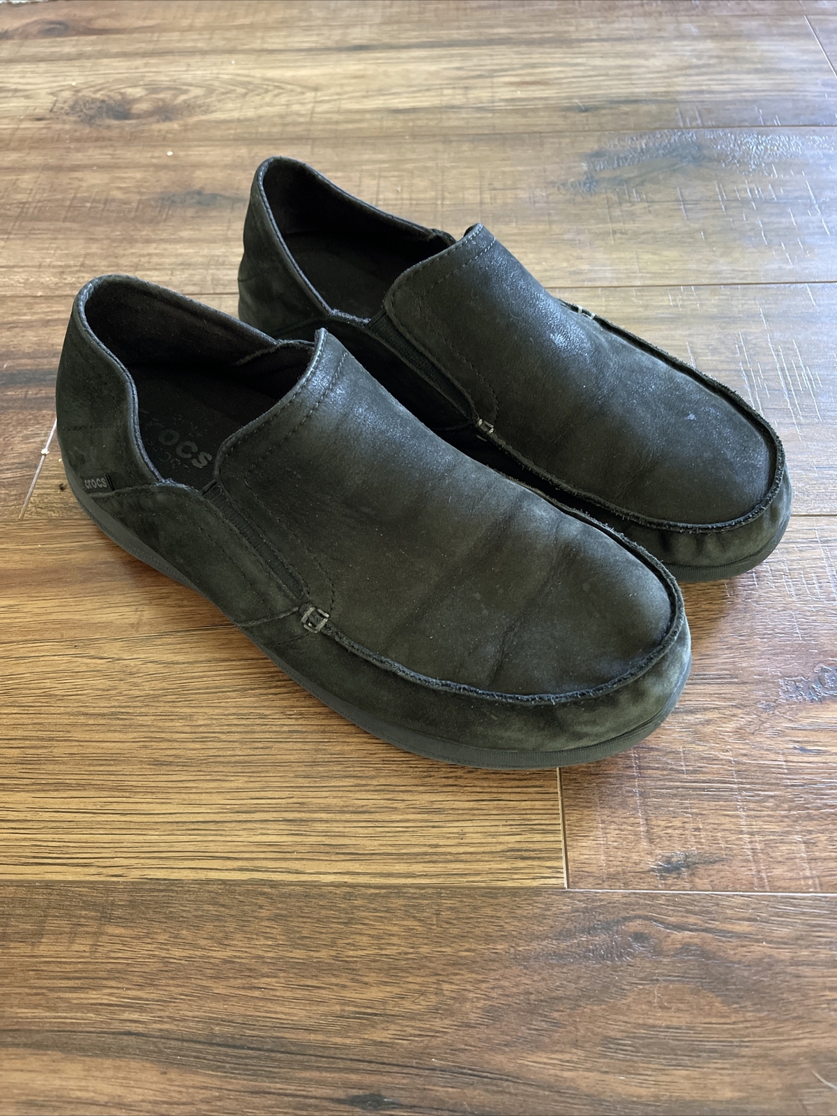 Crocs Santa Cruz Triple Comfort Brown Leather Loafer Men's Size 9 #205286-image