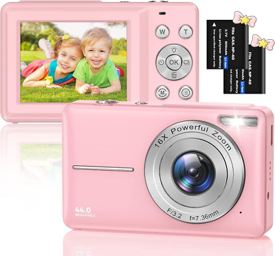 Digitalkamera, FHD 1080P 44MP Kompaktkamera 2,4'' LCD Wiederaufladbare Minikameras