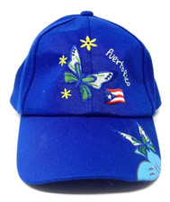 Puerto Rico Butterfly Hat Kids OS Blue Flag Flowers