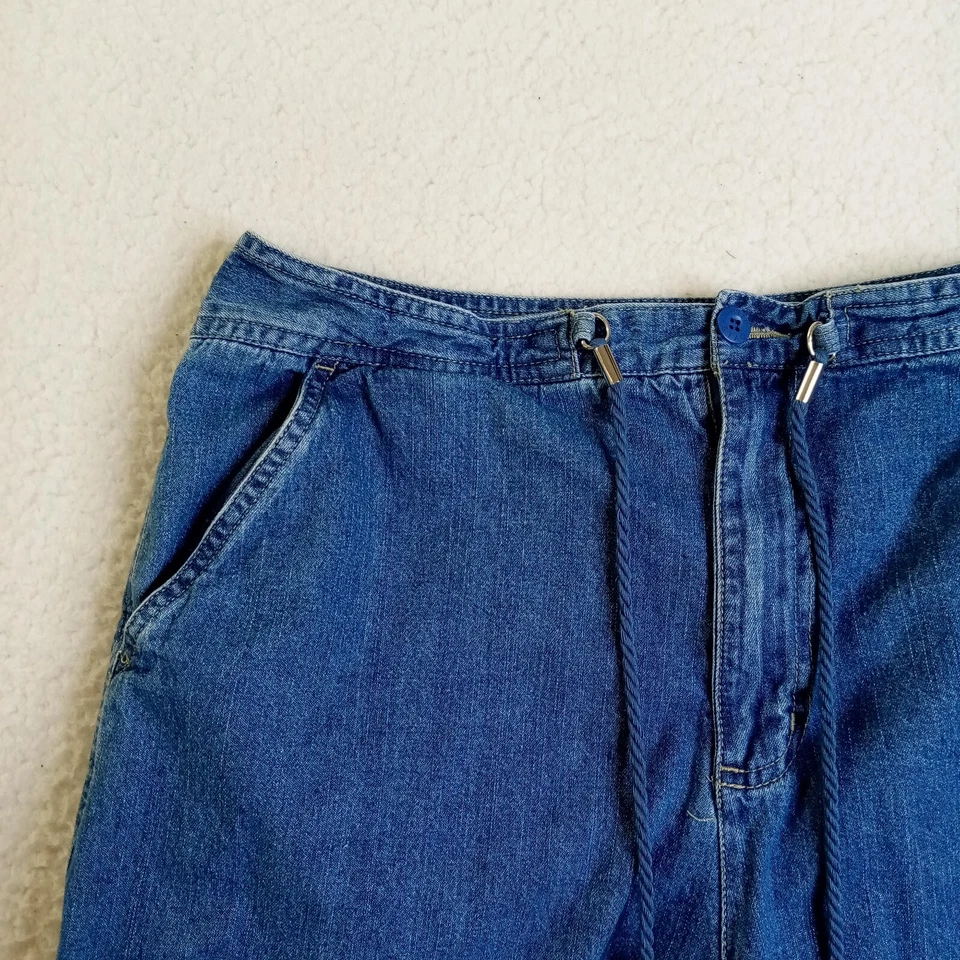 Pantalones cortos de mezclilla ciervo blanco para mujer adulto 12 tiro alto azul algodón Foto 2 de 4