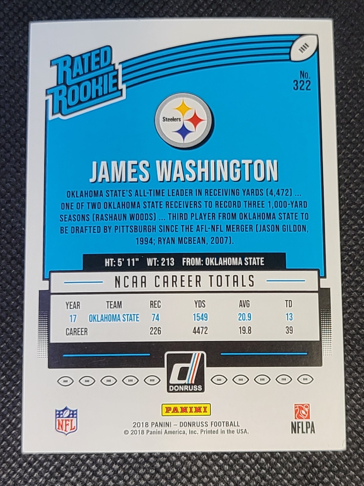 James Washington 2018 Donruss Green Press Proof Rated Rookie Card 322