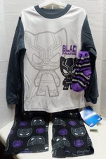 Disney Marvel Avengers Black Panther Pajama Set with Cozy Socks Size Small S 6 7