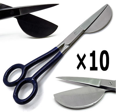 10 Pcs Carpet Duckbill Blue Scissors 6'' Nipping Working End 2'' Repair Currting