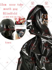 men latex catsuit with toes with Blindfold and mouth gag 15cm noe tube