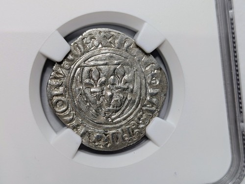 Charles VI France Silver Blanc Guenar 1380-1422 NGC MS-62 Saint Joan of Arc Era - Picture 6 of 15