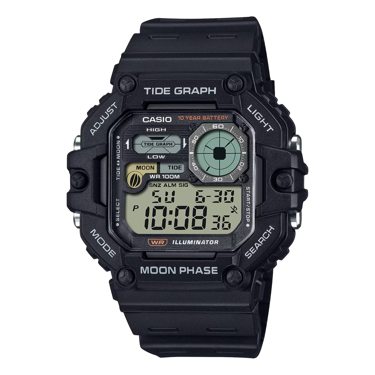 Casio WS-1700H-1AV, Moon/Tide Graph, 100 Meter WR, 10 Year Battery