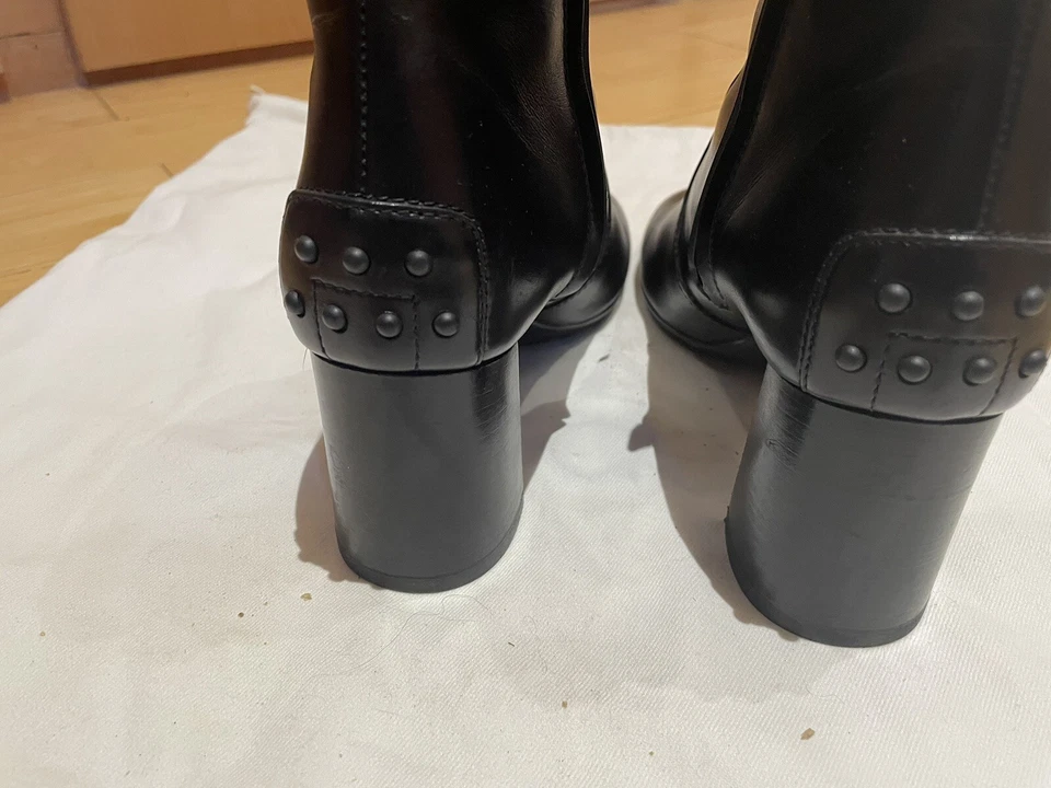 Botines TOD's Puntera Cuadrada Cuero Negro Tacón Talla 36,5 Foto 4 de 4