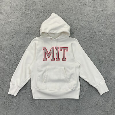 Vintage Champion Reverse Weave MIT Hoodie Adult Small White Ivy