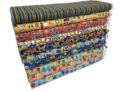 MAKOWER Monster Mash Cotton Fabric Boys Teenage Truck Skateboard Comic Quilting