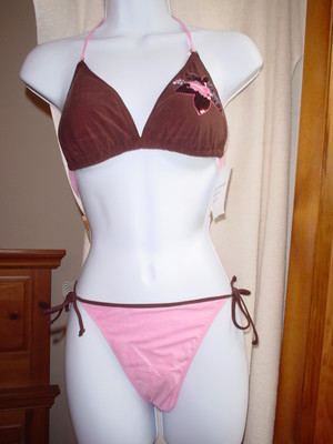 Blue Point String Bikini Pink/Brown Size 12 NWT