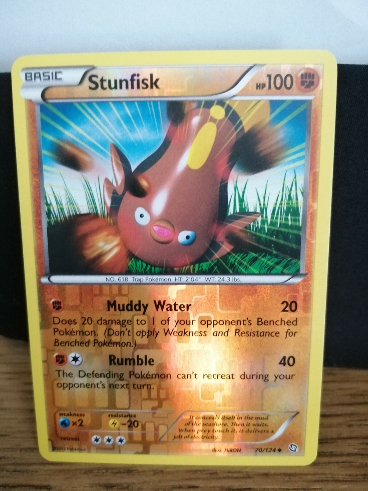 Pokemon Card Stunfisk 70/124 Dragons Exalted Near Mint Rev Holo