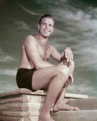 Scott Brady Muscular Physique in swim shorts 1950's Pose 16x20 Poster