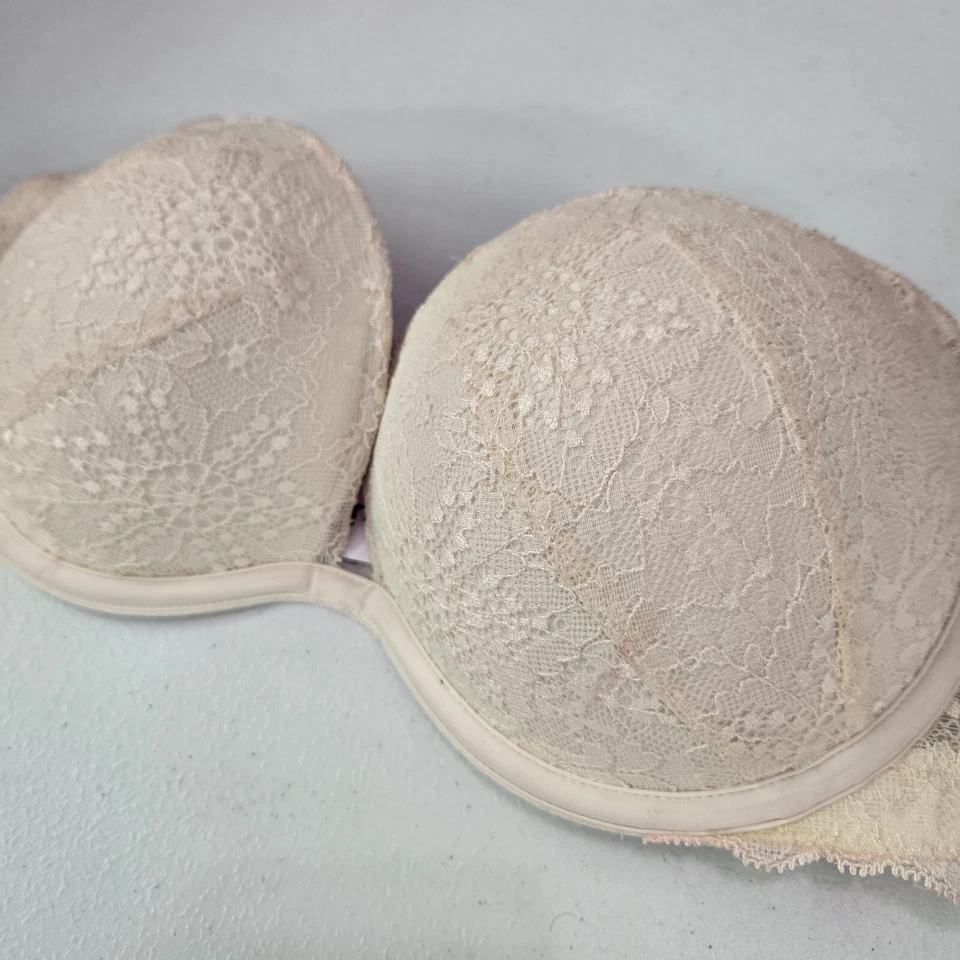 Sujetador ROSA Victoria's Secret Mujer 32D Marfil Fecha Sumergir Push Up Multivía SIN CORREAS Foto 4 de 4