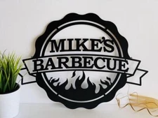 Personalized BBQ Name Sign Custom Metal Barbecue Patio Outdoor Garden Dad's Gift