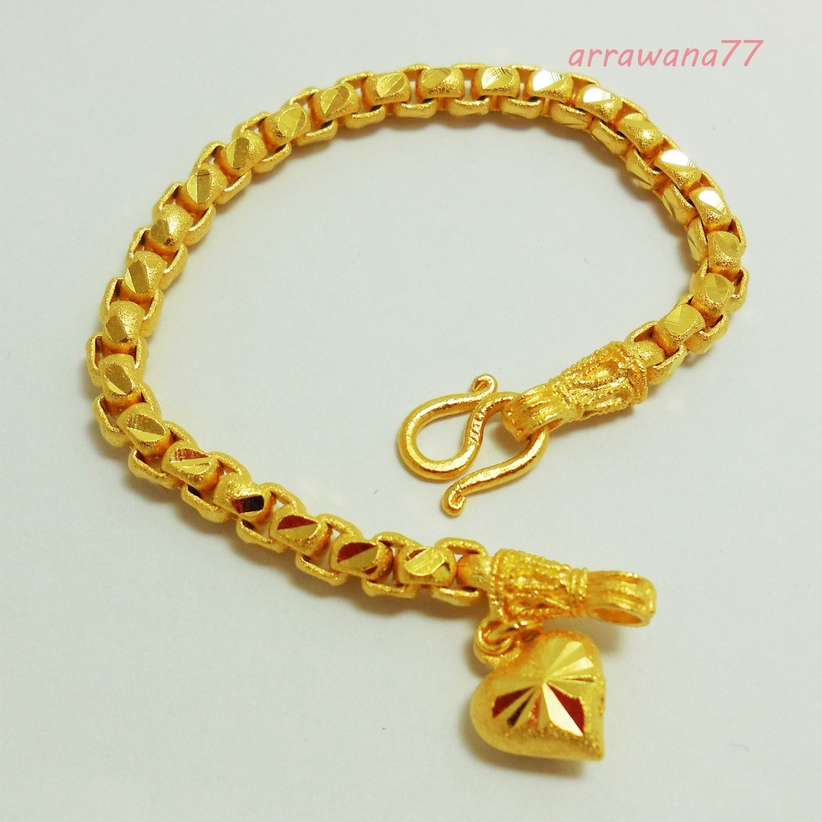 Beads 24k Thai Baht Yellow Gold GP Bracelet Bangle Chain Womens 6.5 -7.5  inch