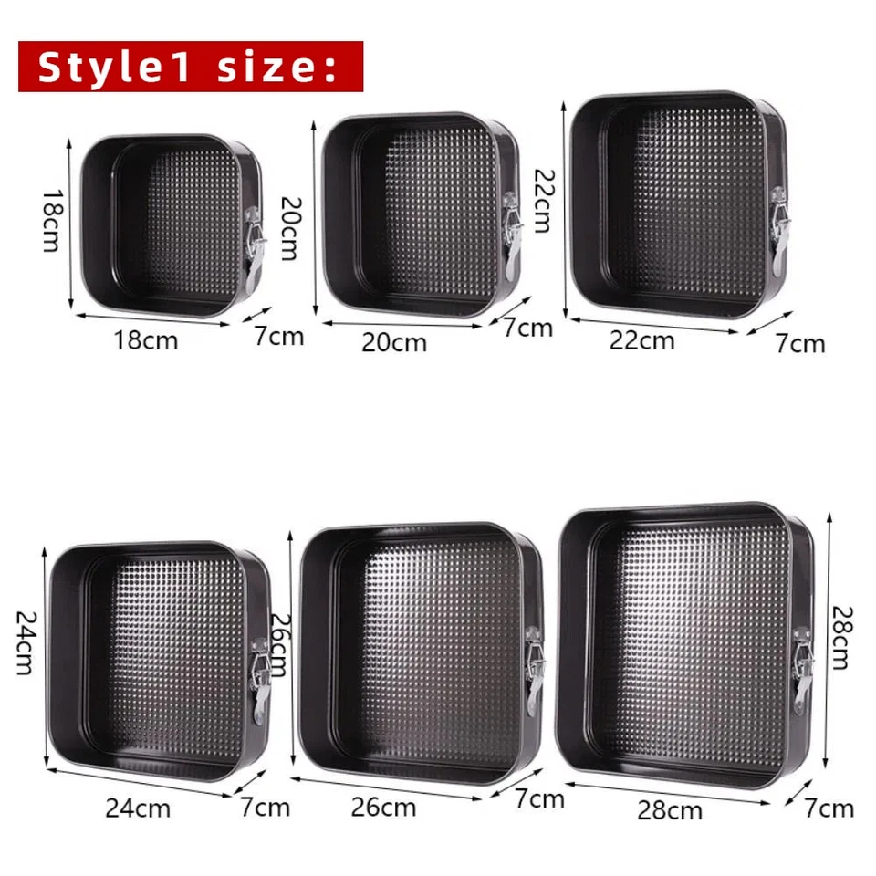 1/3pcs STEEL NON-STICK SPRING FORM SQUARE BAKE CAKE PAN TIN TRAY BAKEWARE SETS - image 2 of 4
