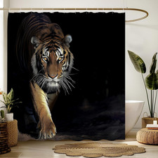 Tiger Shower Curtain Cool Powerful Animals Big Cat Wild Animal Asian Bathroom De
