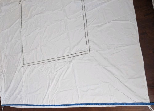 Pottery Barn White Full/ Queen Embroidered Green Pearls Cotton Duvet Cover Only - Picture 21 of 24