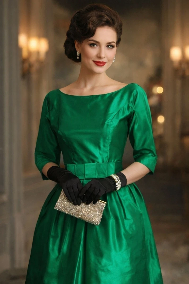 Emerald Green Cocktail Dress In Women's Vintage Dresses for sale - eBay