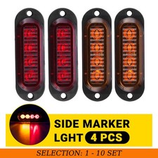 4-40 Amber Red Led Car Truck Trailer Pickup Rv Oval Side Clearance Marker Lights