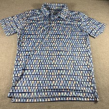 Chubbies Polo Shirt Mens Medium Blue Geometric Triangle Print Stretch Golf