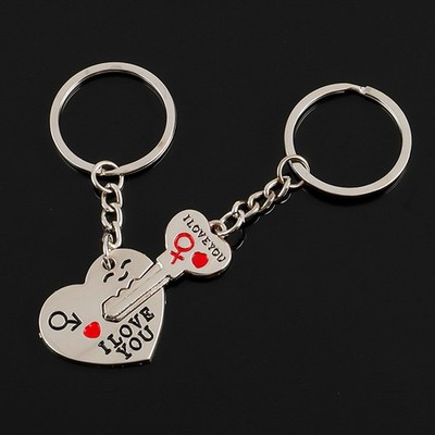 New Trendy Hot Sale one Pair Key Chain Alloy Arrow Bow Love Keyrings KeychaiRO