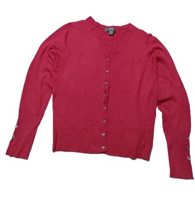 Damen tiefrot Langarm, V-Ausschnitt, Knopfleiste weich Strick Cardy UK 10-12 neu ohne Etikett
