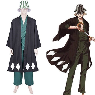Bleach Urahara Kisuke Cosplay Costume Coat Pants Hat Outfits Halloween Suit