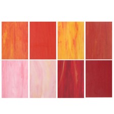 8 Sheets Stained Glass Sheet 4"x6" Variety Mosaic Glass Tiles Red Series