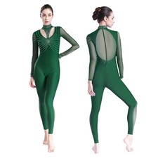 Women Dancewear Dance Leotard Gymnastics Jumpsuit Playsuit Bodysuit Mesh Back