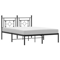 Bettgestell Mit Kopfteil Metall Schwarz 140X190 Cm