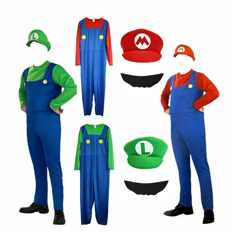 Déguisement Halloween homme femme adulte Super Mario et Luigi robe fantaisie plombier Bros - Photo 4/4