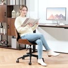 HOMCOM Desk Chair No Arms with Wheels, Mid-Century Modern Office Chair