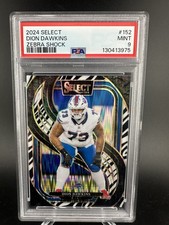 2024 Panini Select Premier Level Zebra Shock Prizm Dion Dawkins #152 PSA 9