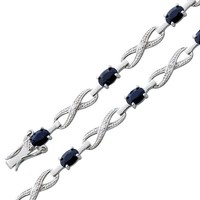 Saphir Armband Infinity Silber 925 Nachtblaue Edelsteine 18