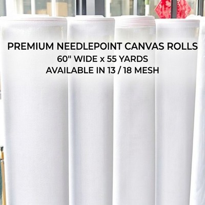 13/18 Mesh Mono Deluxe Needlepoint Canvas , 60'' Wide x 55 Yards,Custom Size