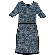 Banana Republic Womens Dress size Medium Black White Tweed Back Zip 100% Cotton