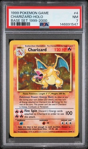 1999 POKEMON GAME BASE SET 1999-2000 #4 CHARIZARD-HOLO PSA 7