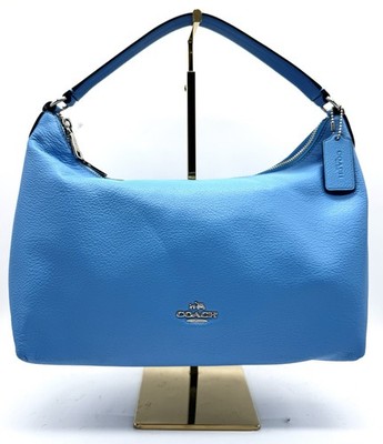Coach Pebbled Leather Celeste Cornflower Blue Shoulder Bag Crossbody Strap NWT