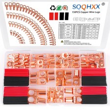 Copper Wire Lugs Battery Cable Ends Ring Terminals 2 4 6 8 10 12 Ga 150 Pcs