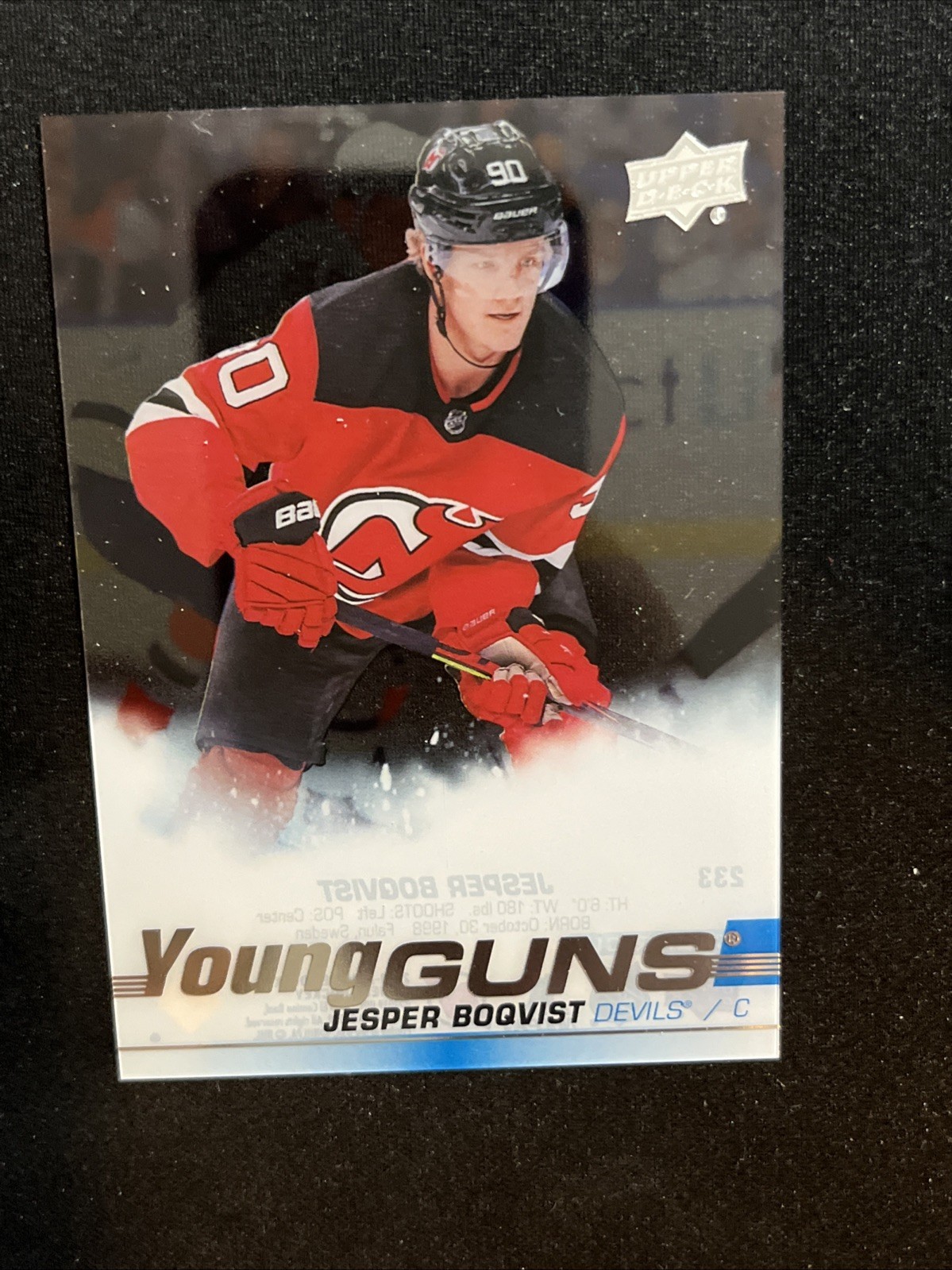 19-20 UD Series 1 Hockey Clear Cut Parallel Young Guns 233 Jesper Boqvist