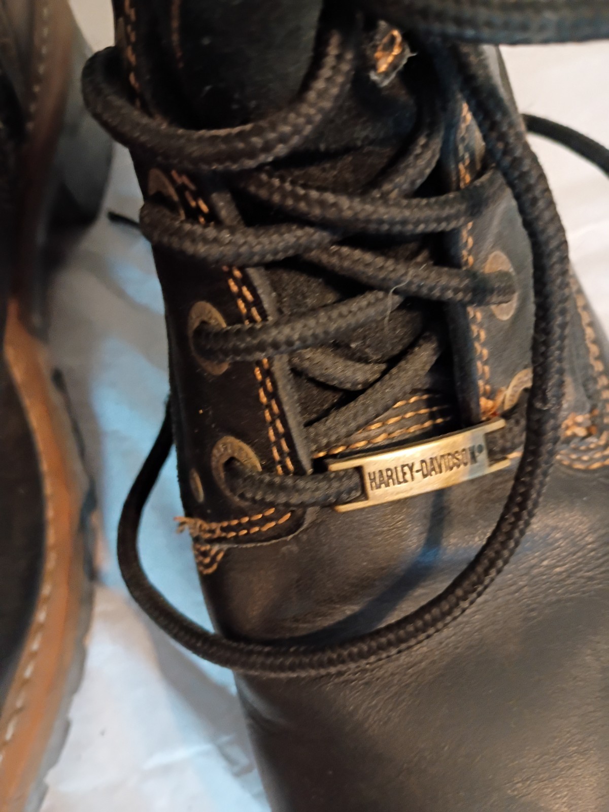 SAOLA Stivali donna Harley Davidson taglia 8 neri suola a strappo pelle logo biker equitazione