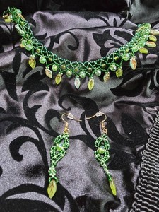 Authentic Handmade Elegant 18k Gold Plated Vine Ivy Inspired Necklace and Earring Set